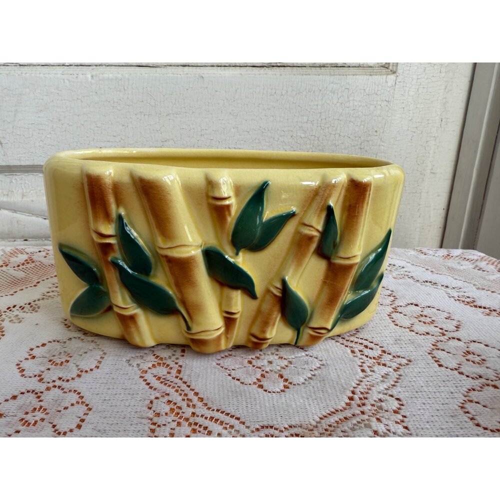Vintage MCM Royal Copley Planter Tiki Bamboo